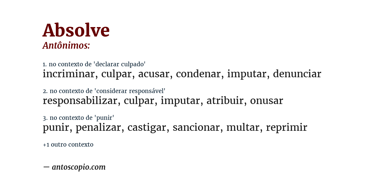 Antônimo de absolve