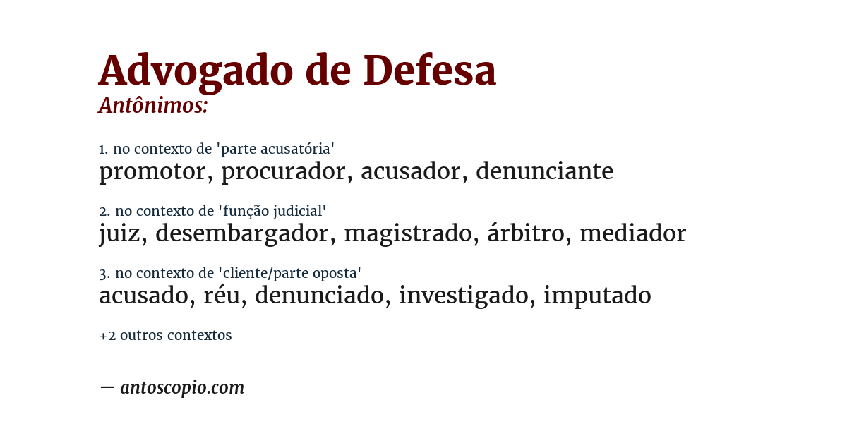 Antônimo de advogado de defesa