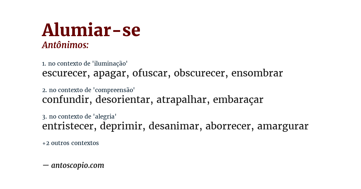 Antônimo de alumiar-se