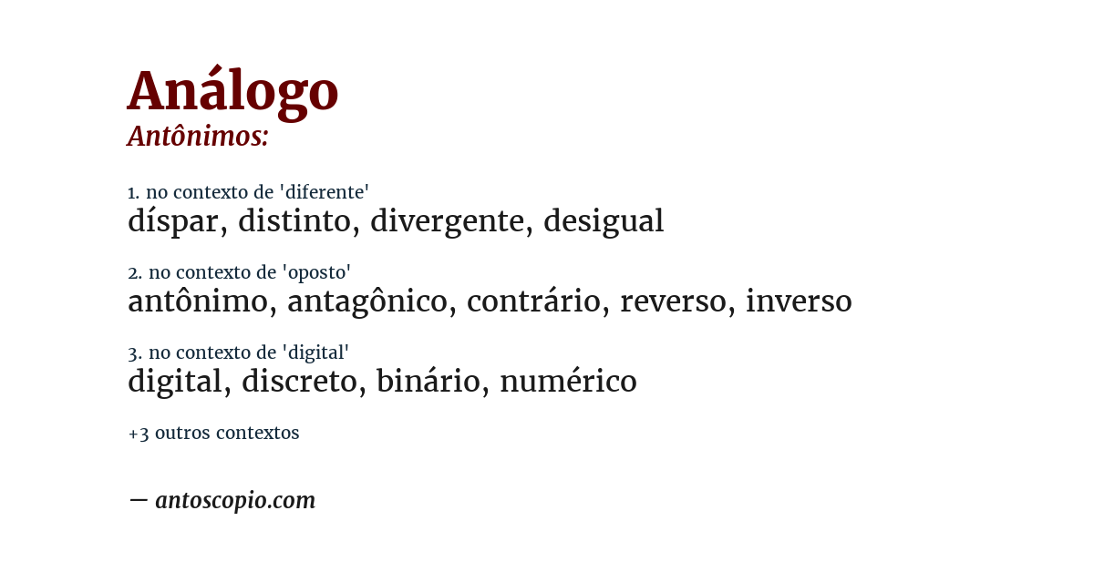 Antônimo de análogo