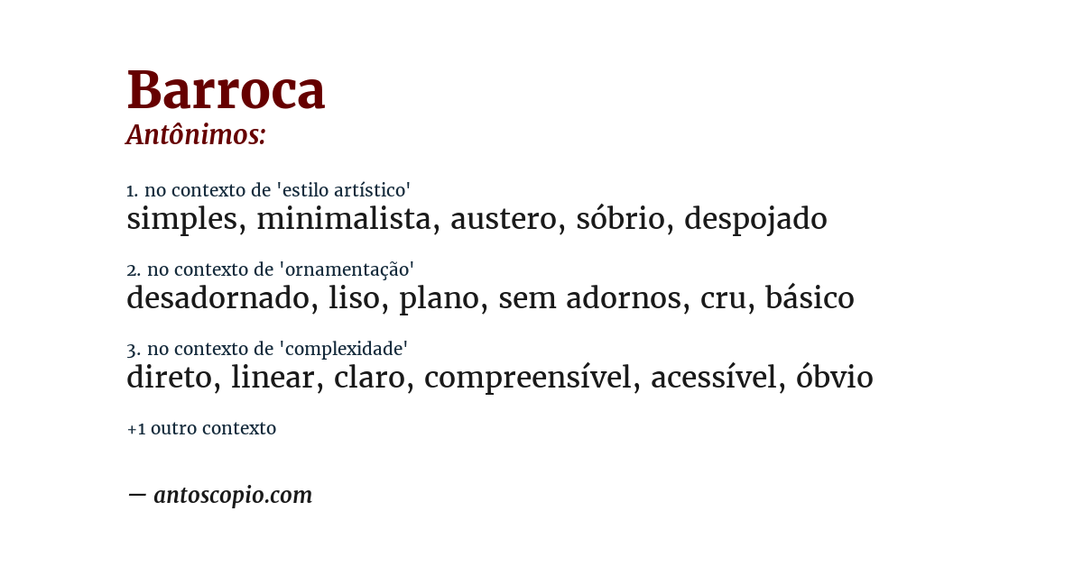 Antônimo de barroca