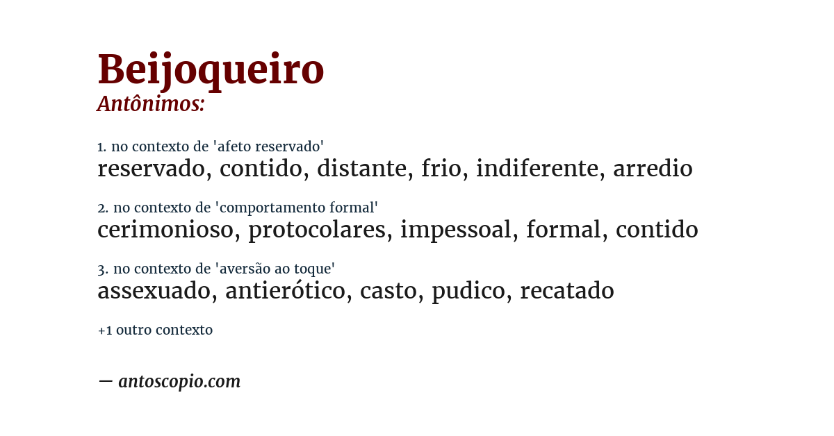 Antônimo de beijoqueiro