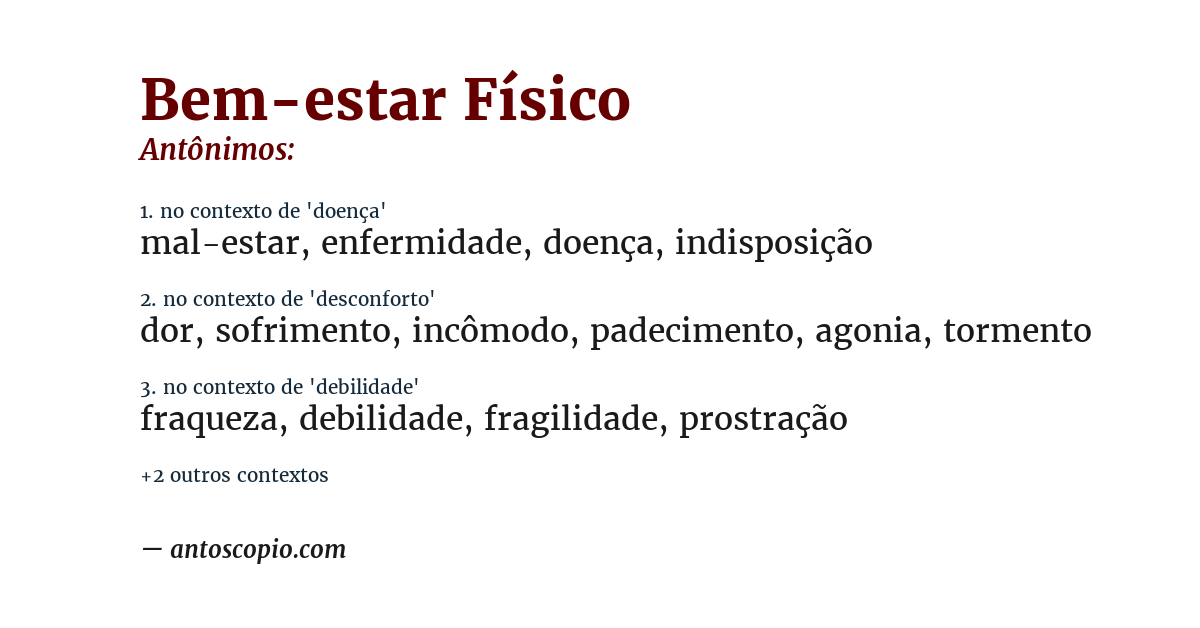 Antônimo de bem-estar físico