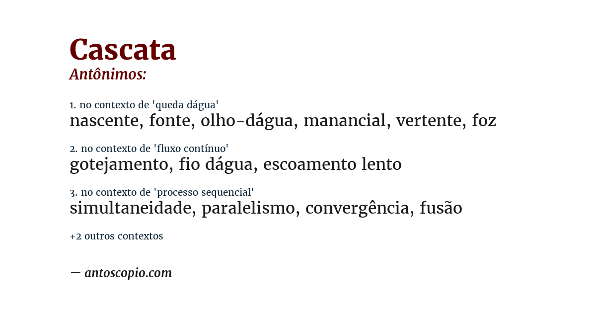 Antônimo de cascata
