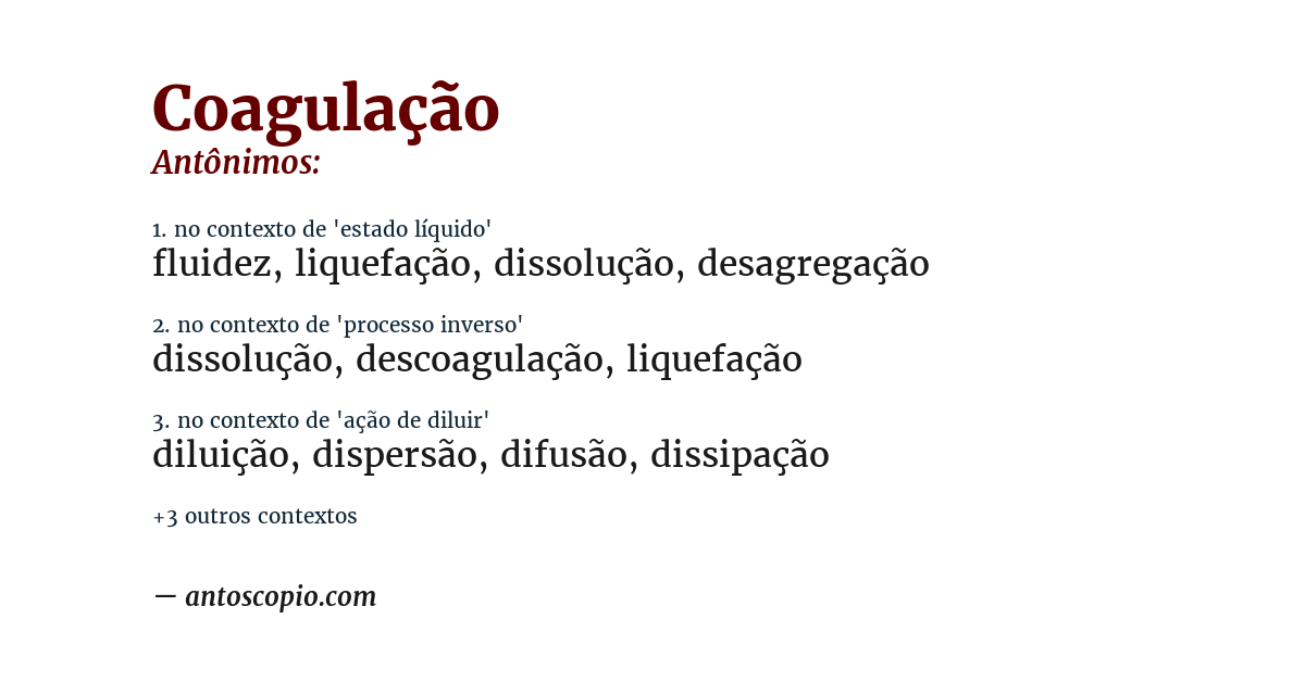 Antônimo de coagulação