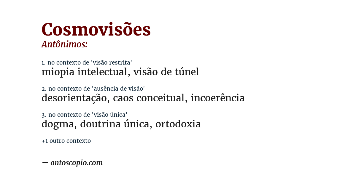 Antônimo de cosmovisões