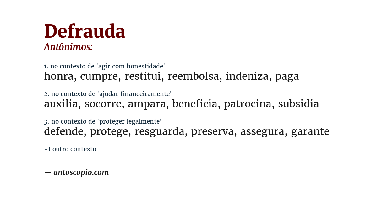 Antônimo de defrauda