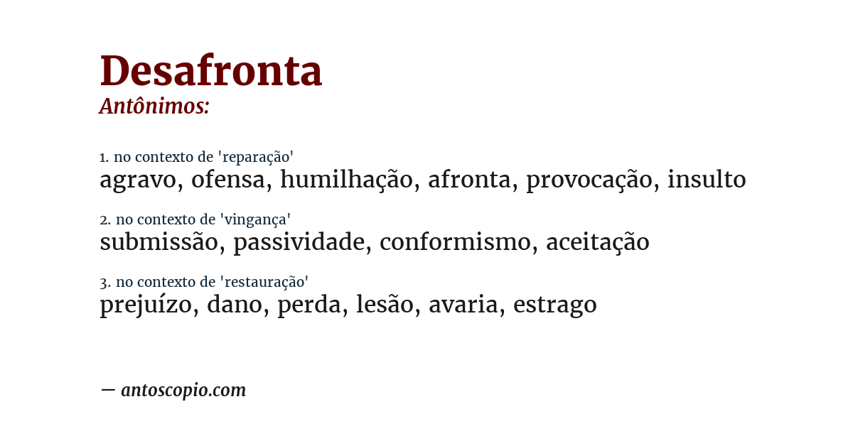 Antônimo de desafronta