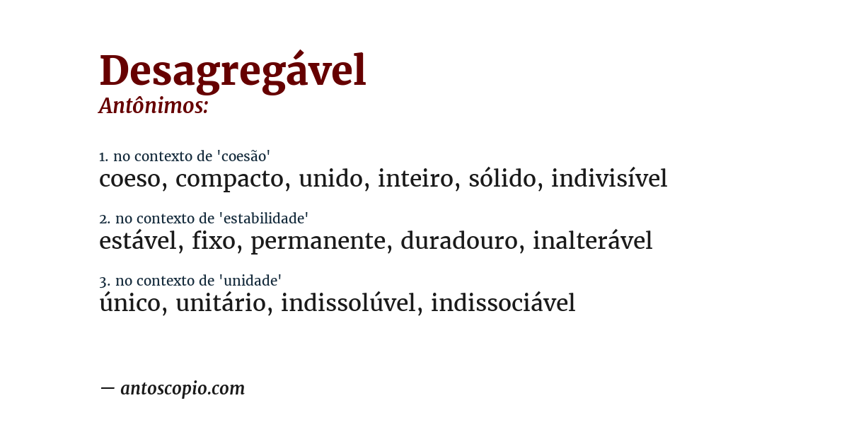 Antônimo de desagregável