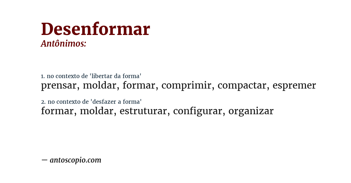 Antônimo de desenformar