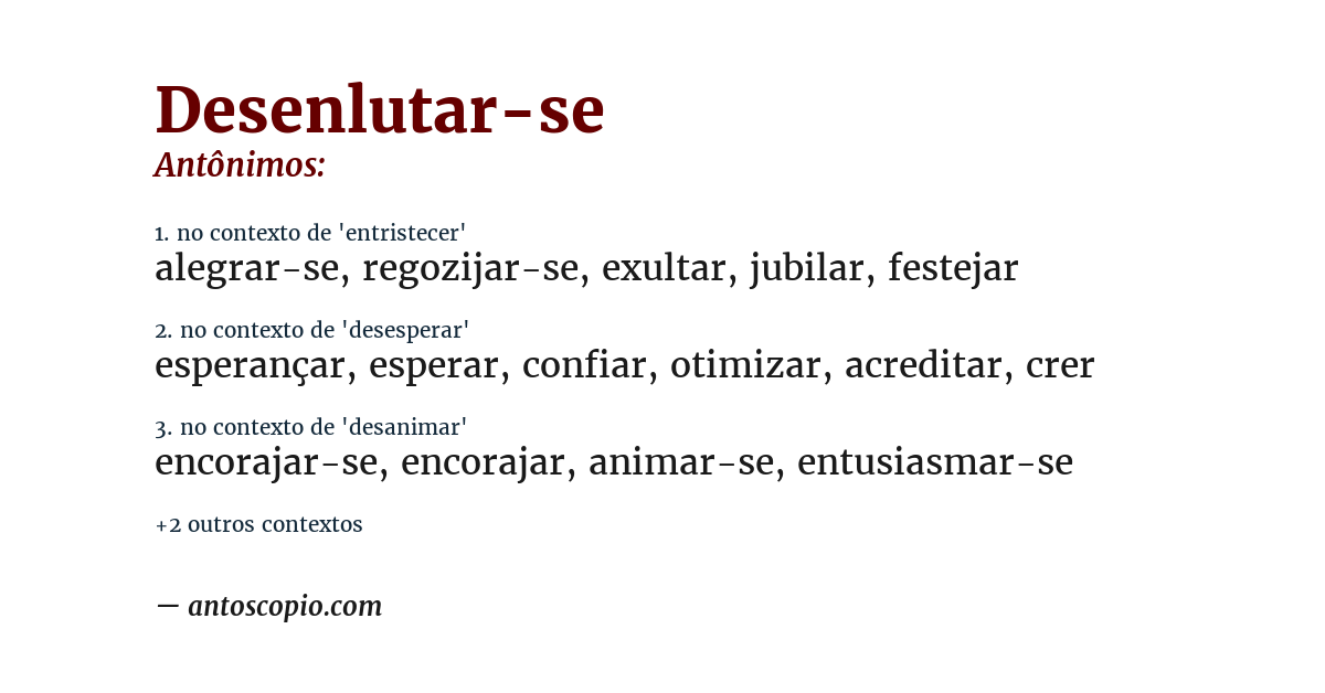 Antônimo de desenlutar-se