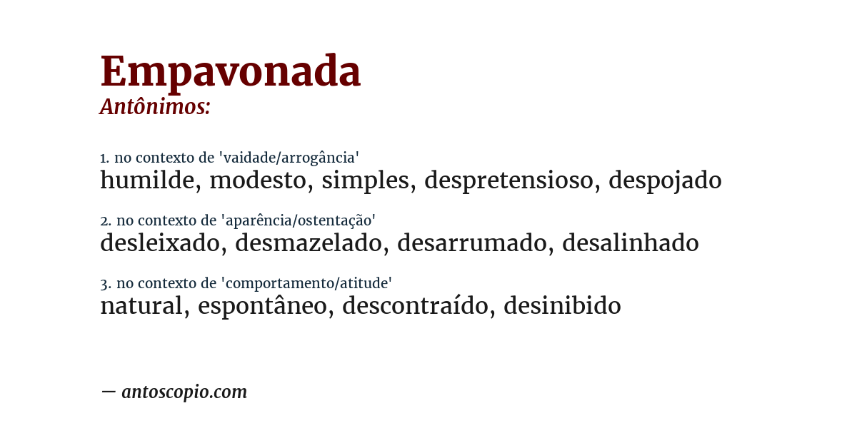 Antônimo de empavonada