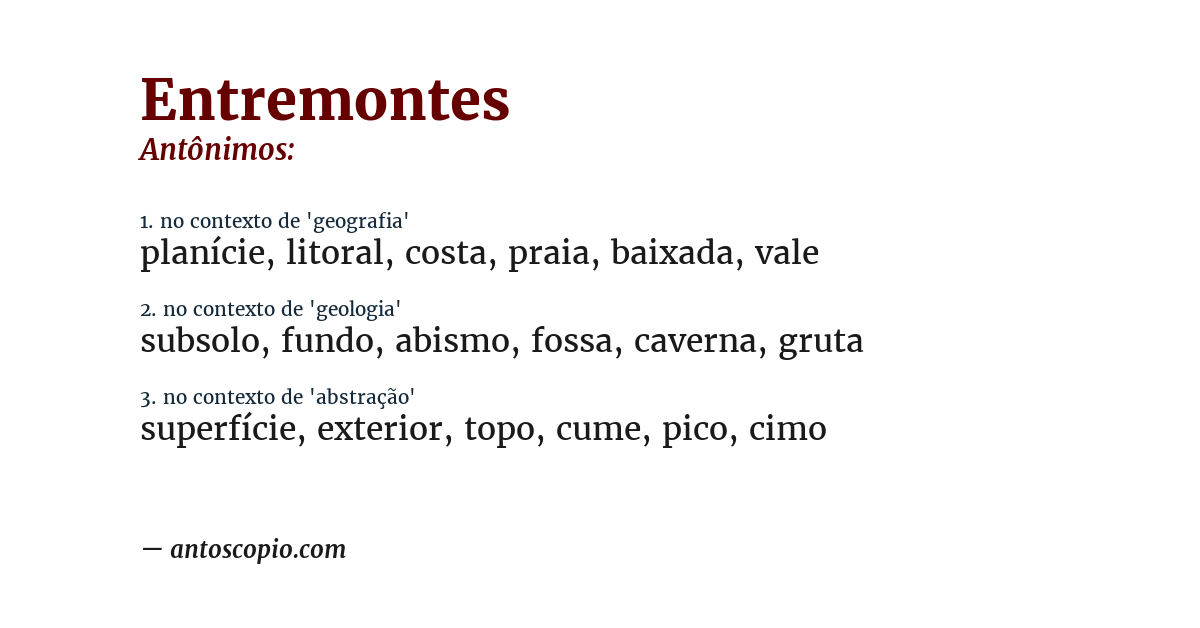 Antônimo de entremontes