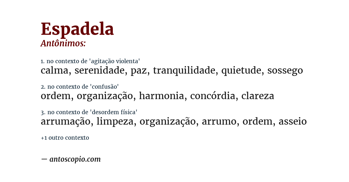 Antônimo de espadela