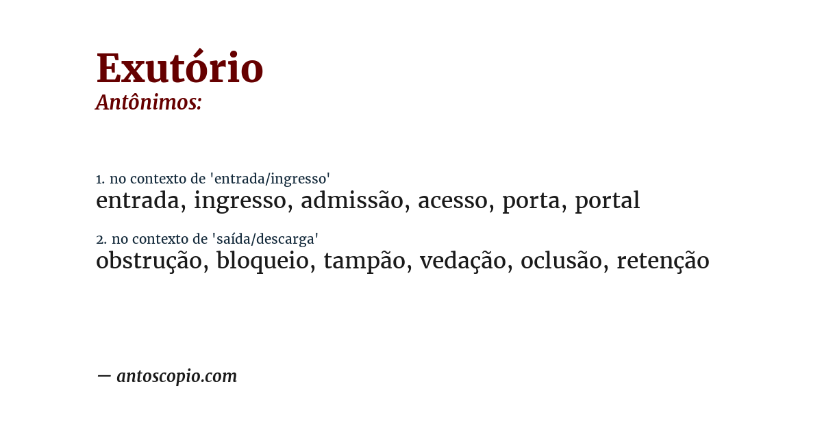 Antônimo de exutório