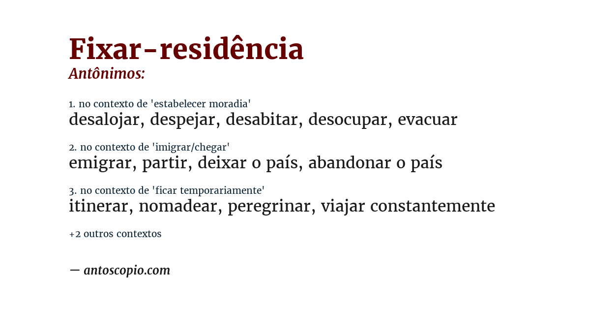 Antônimo de fixar-residência