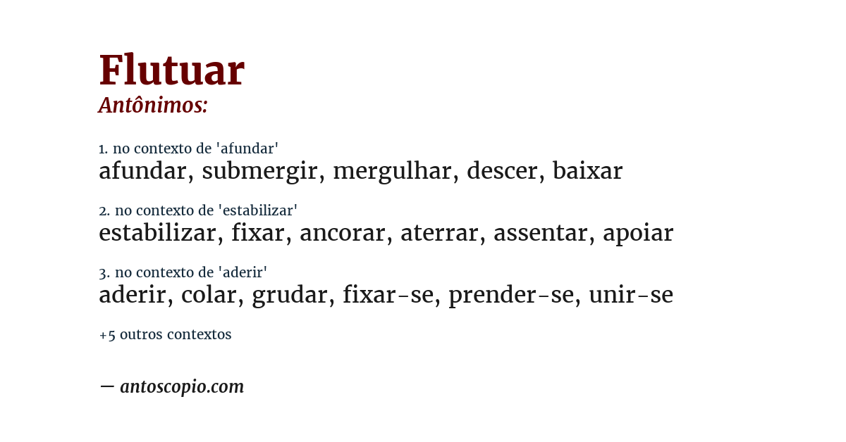 Antônimo de flutuar