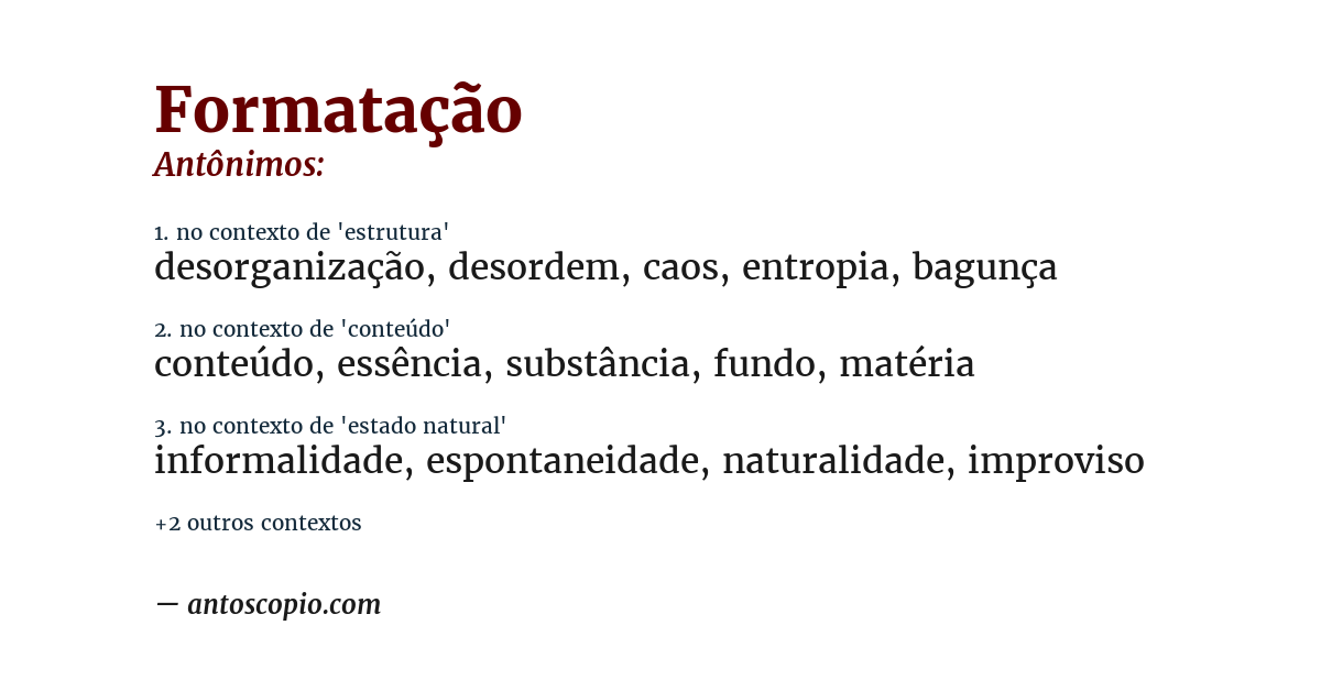 Antônimo de formatação