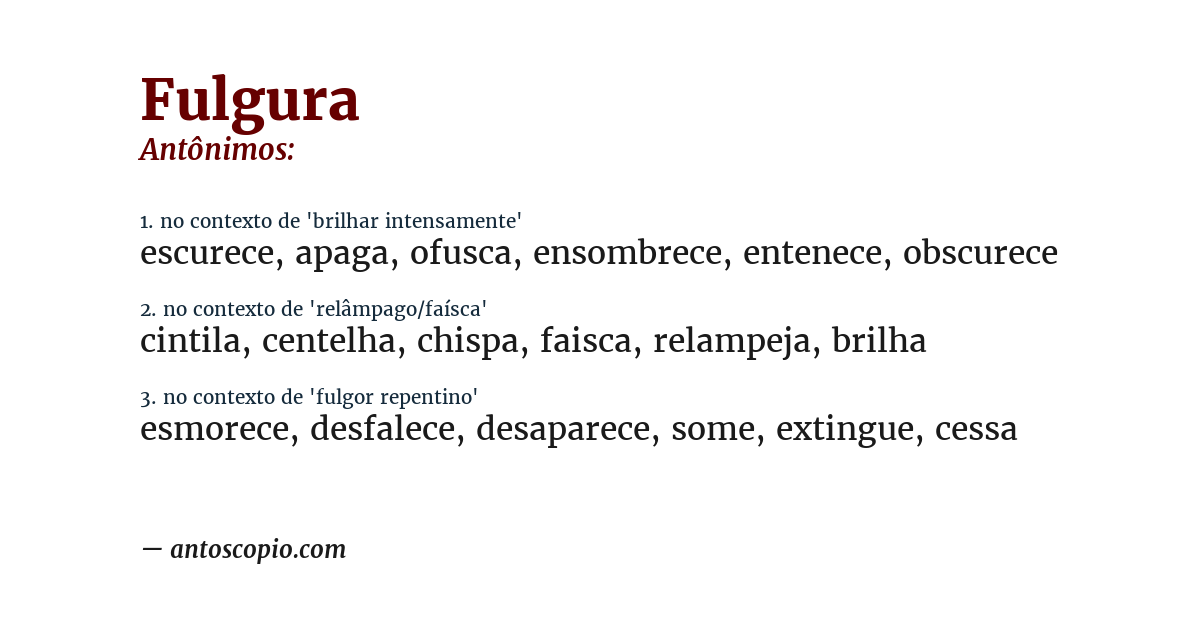 Antônimo de fulgura