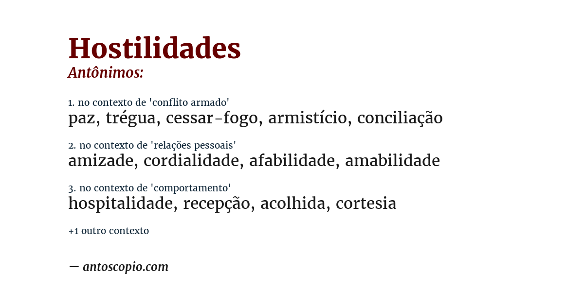 Antônimo de hostilidades