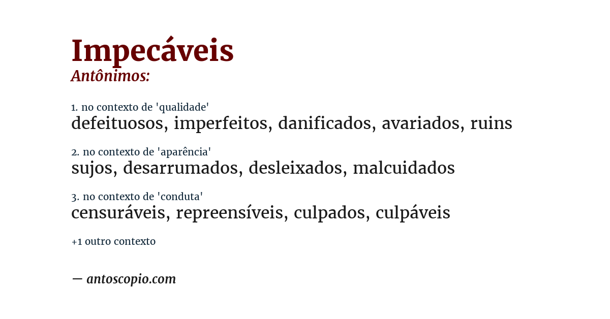 Antônimo de impecáveis