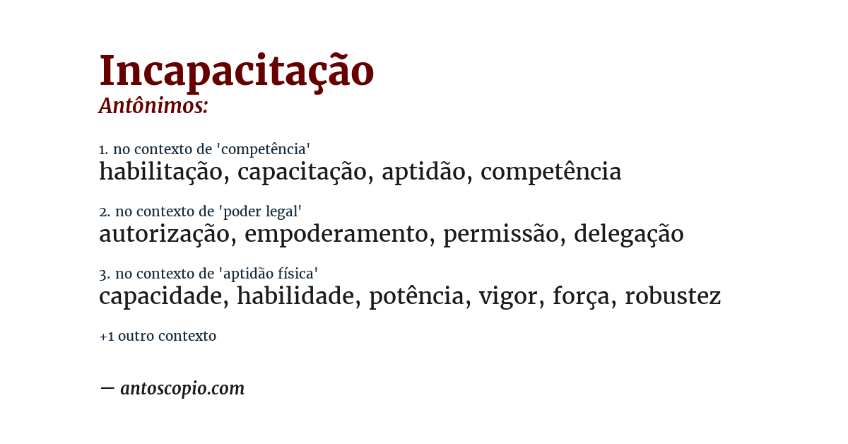 Antônimo de incapacitação
