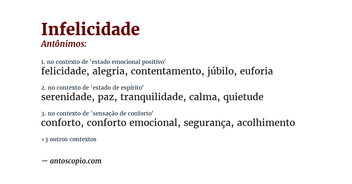 Antônimo de infelicidade