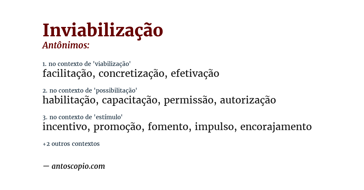 Antônimo de inviabilização
