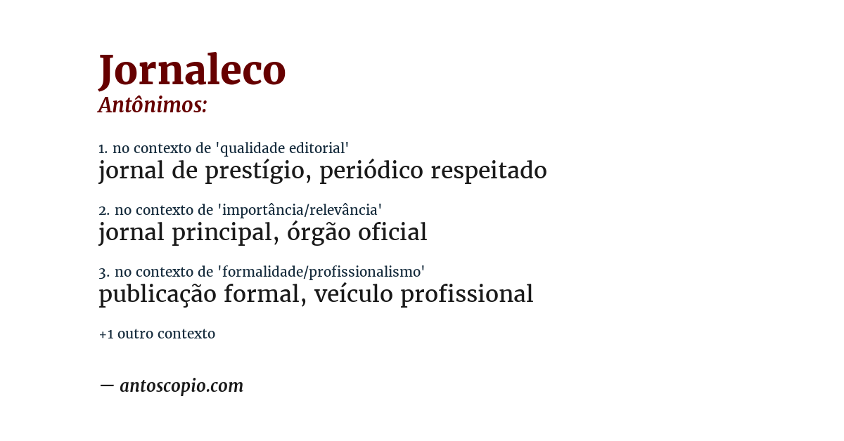 Antônimo de jornaleco