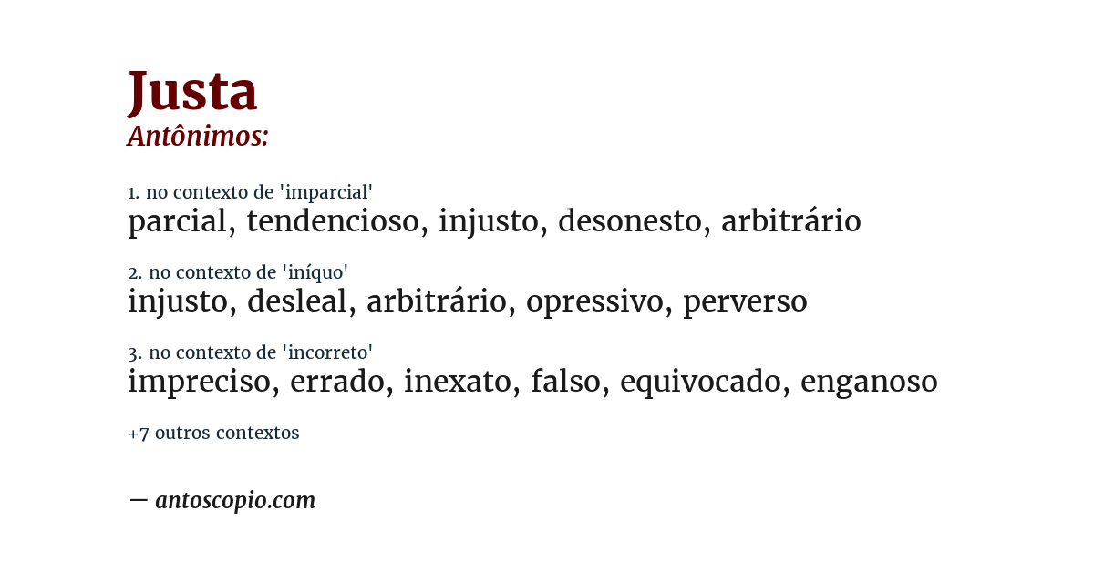 Antônimo de justa
