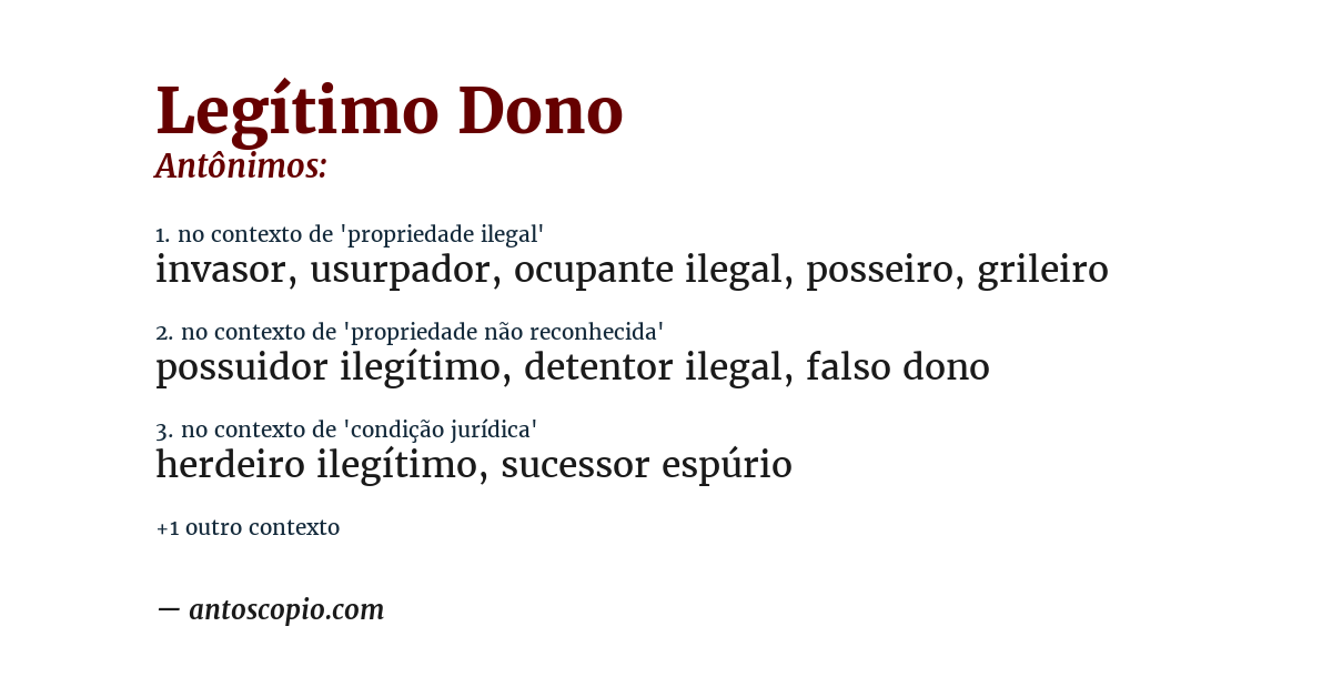 Antônimo de legítimo dono
