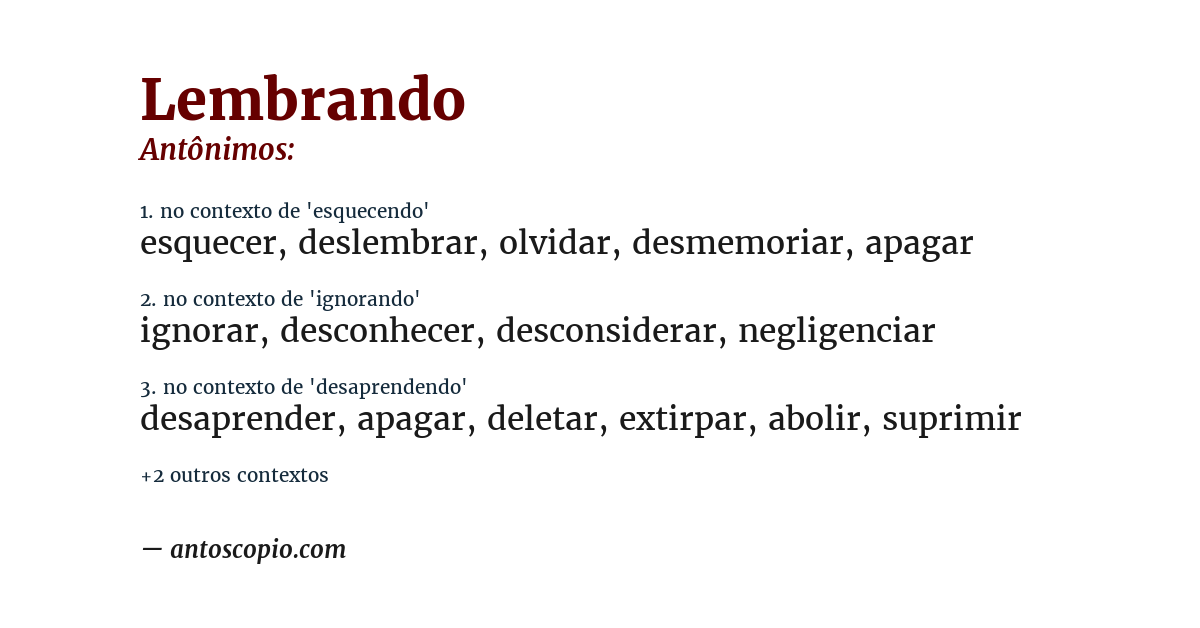 Antônimo de lembrando