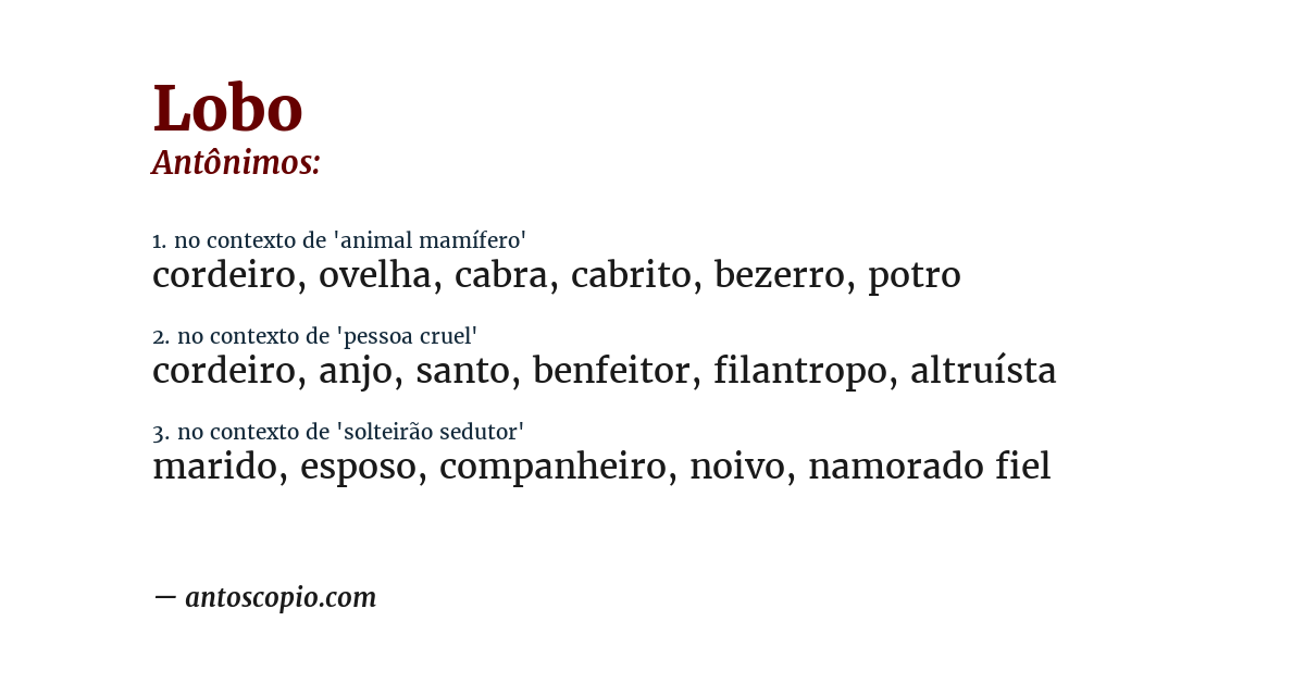 Antônimo de lobo