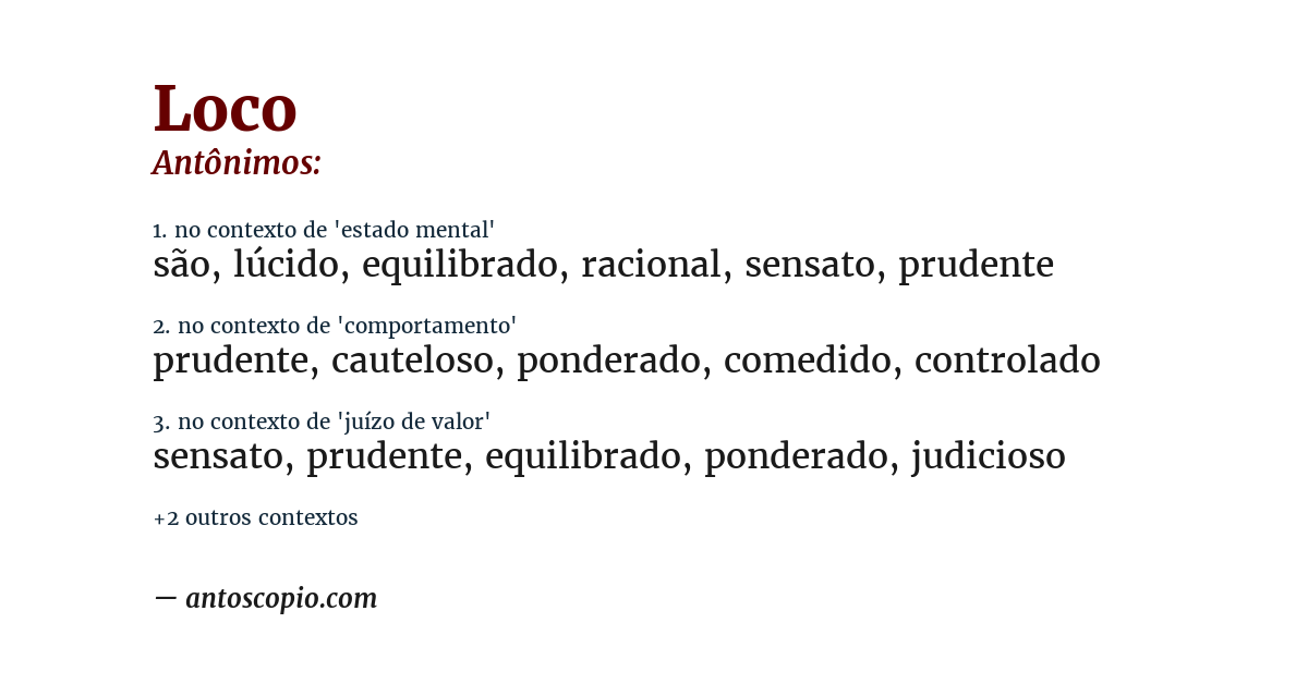 Antônimo de loco