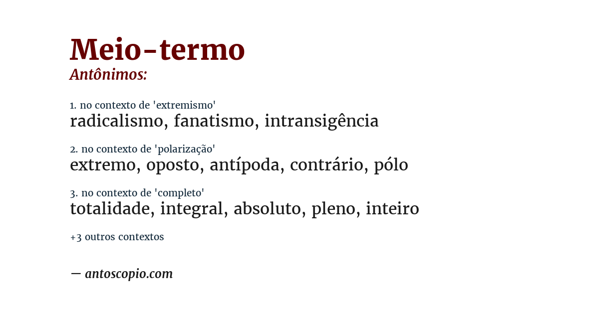 Antônimo de meio-termo