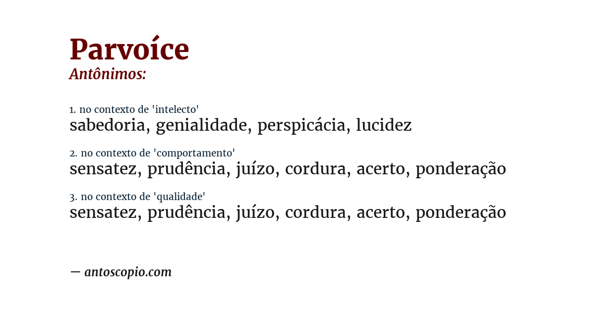 Antônimo de parvoíce