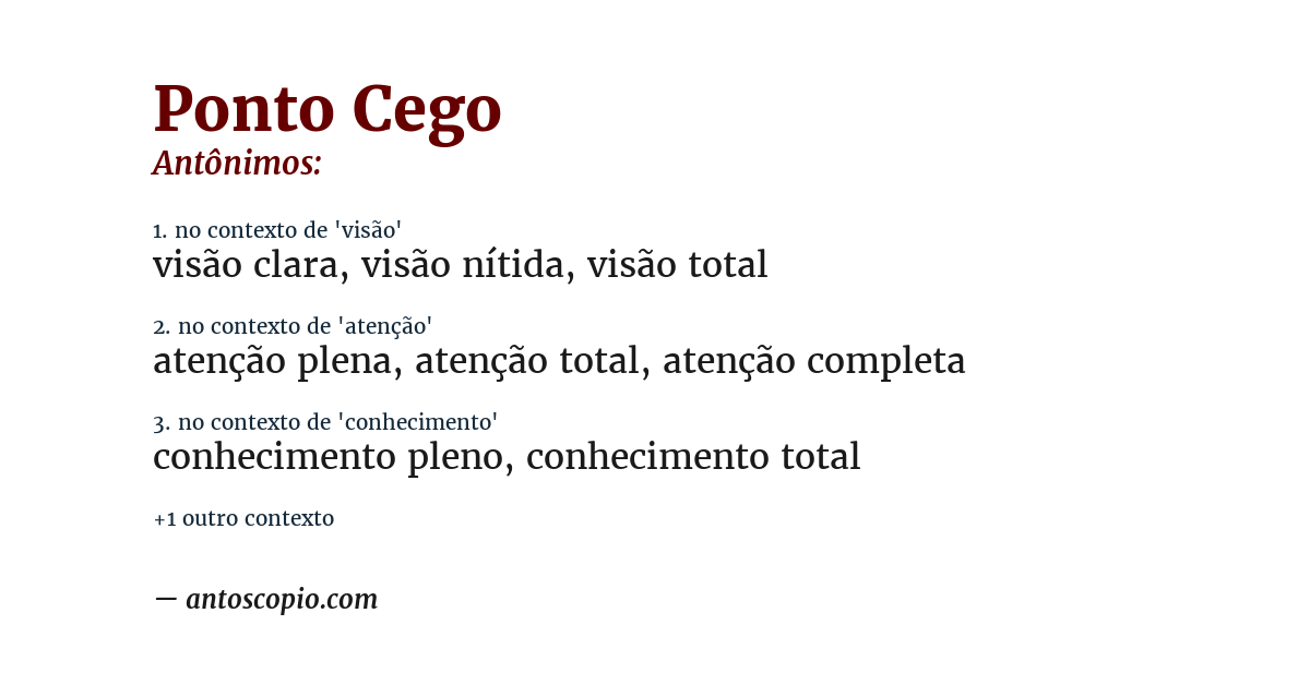 Antônimo de ponto cego