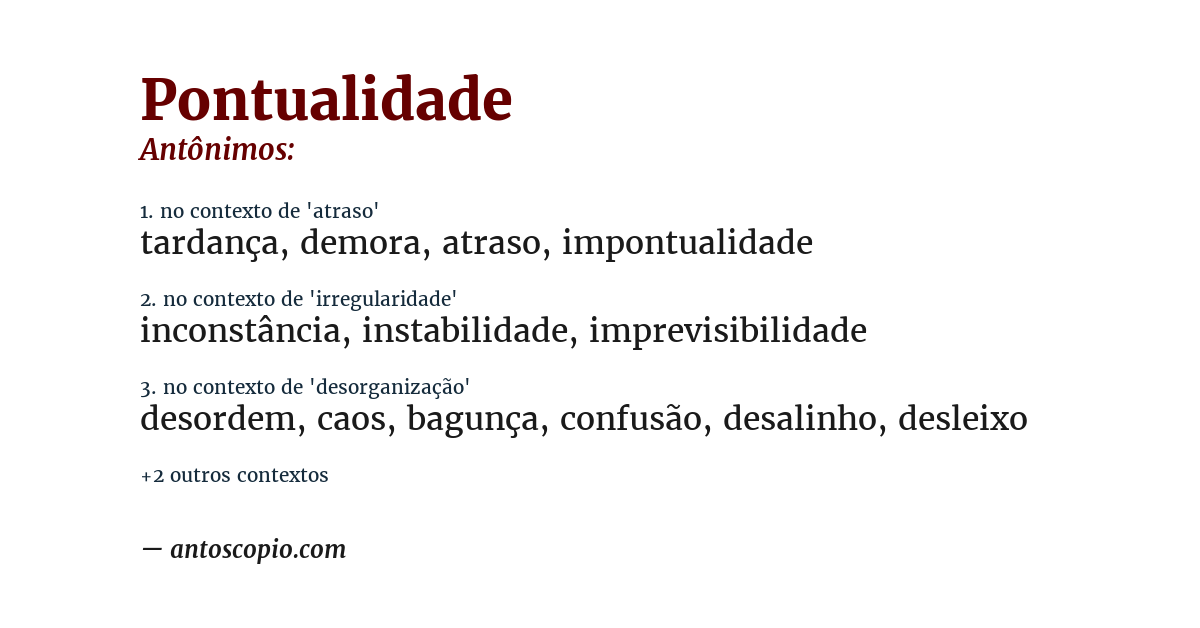 Antônimo de pontualidade