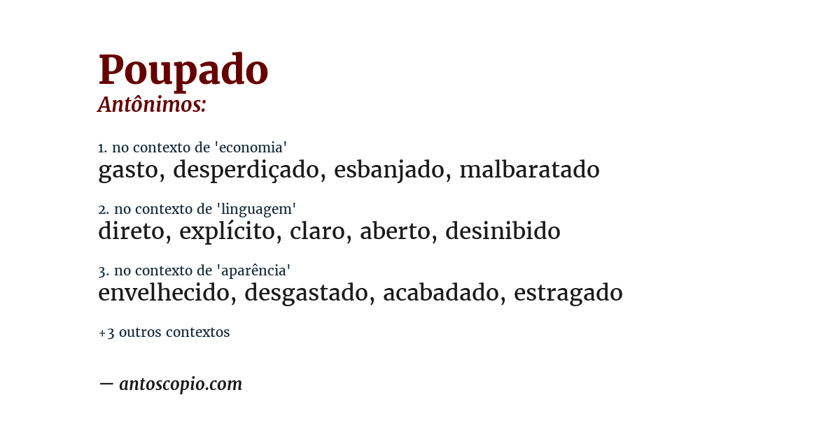 Antônimo de poupado