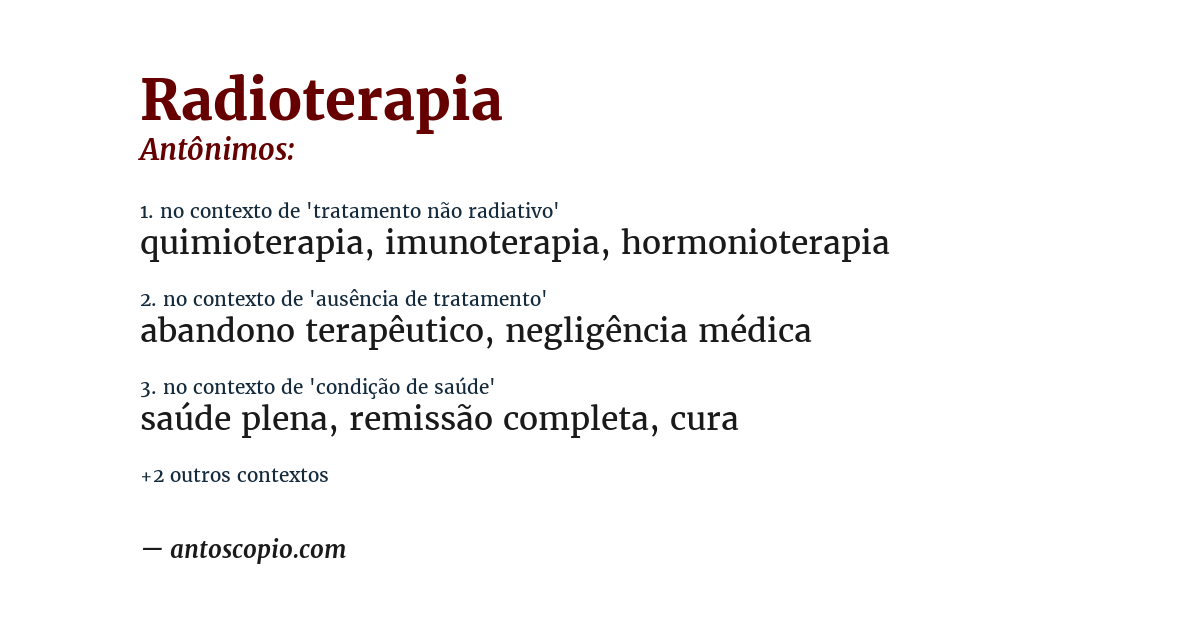 Antônimo de radioterapia