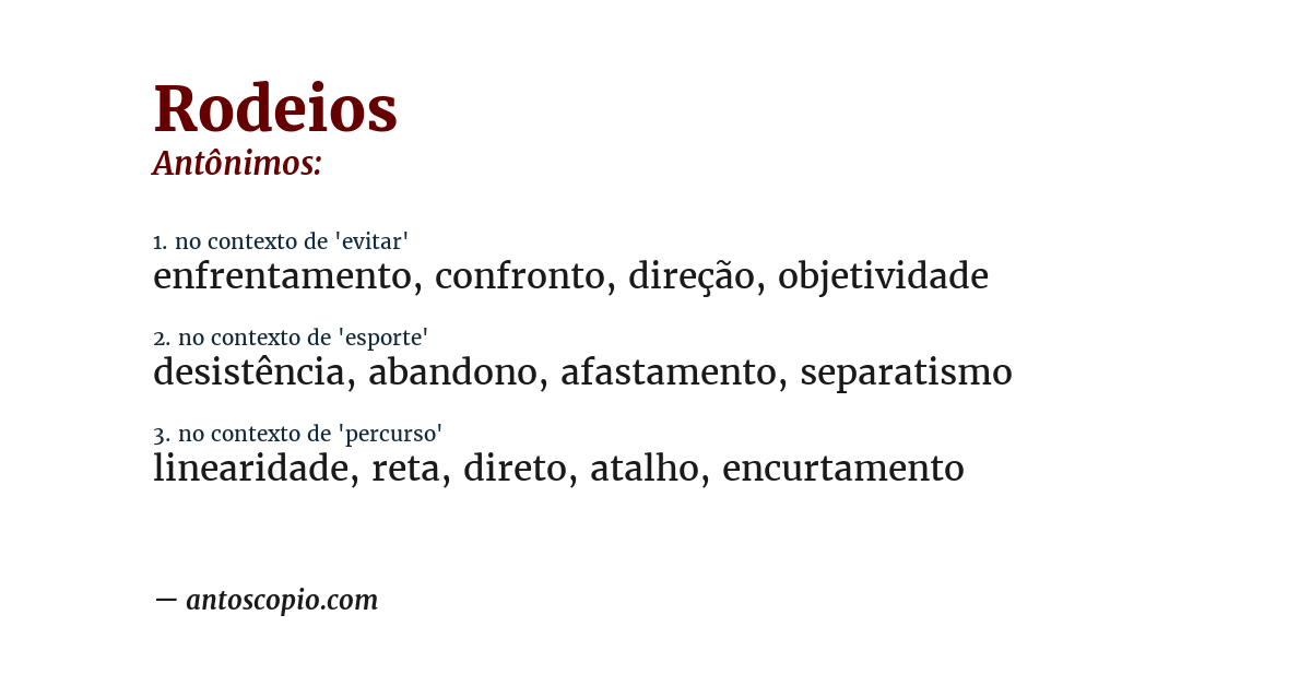 Antônimo de rodeios