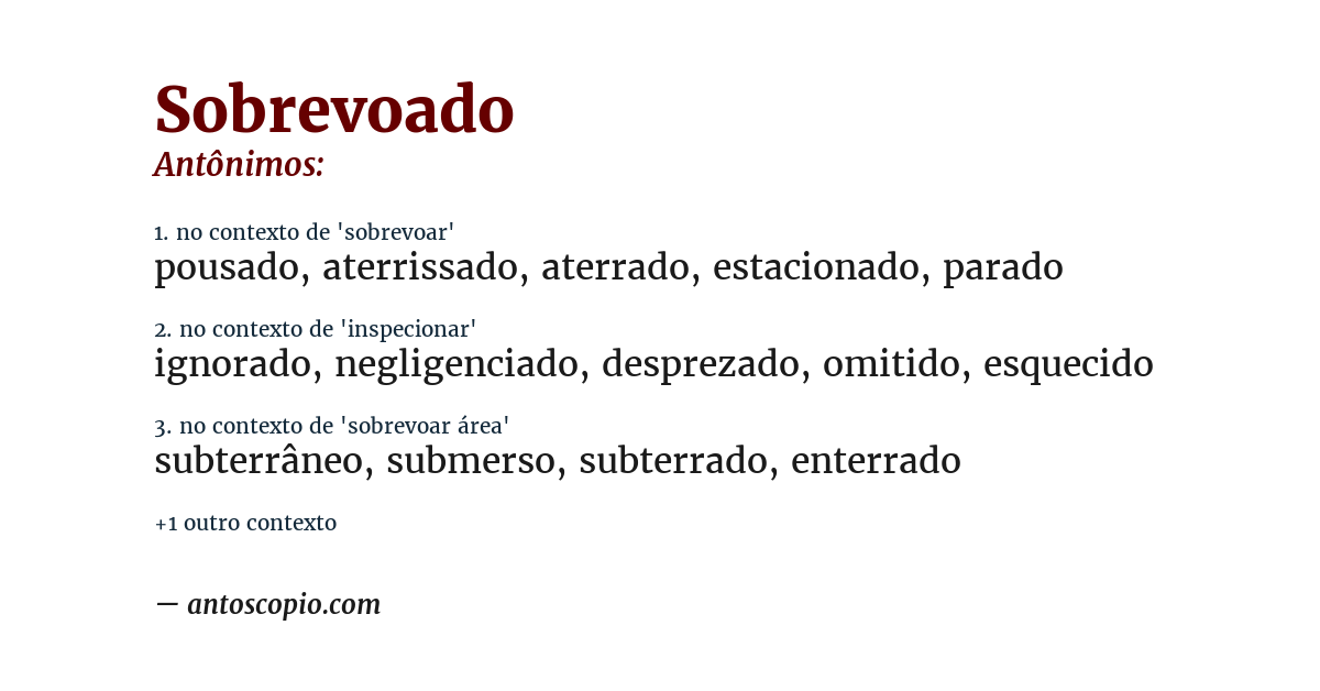 Antônimo de sobrevoado