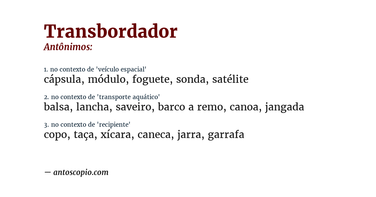 Antônimo de transbordador
