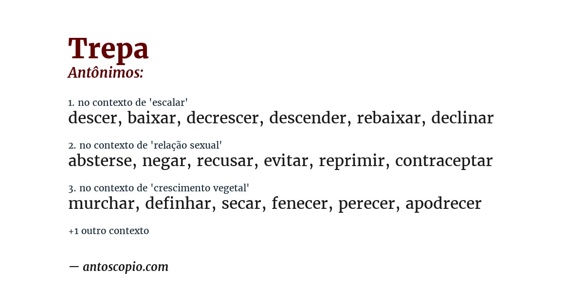 Antônimo de trepa