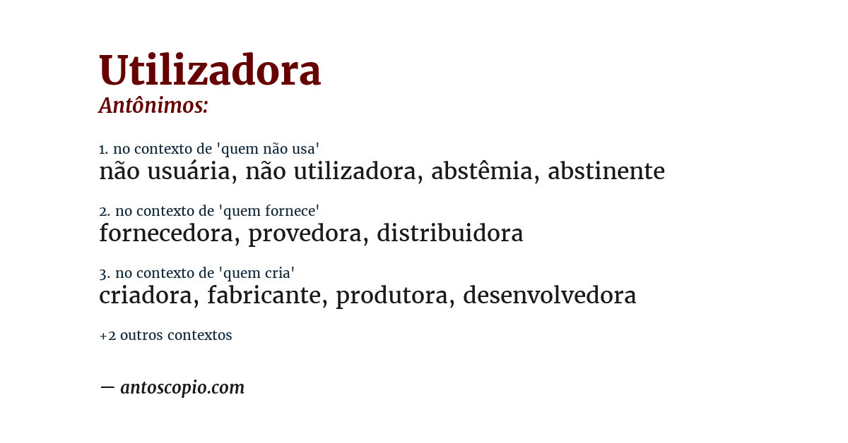 Antônimo de utilizadora