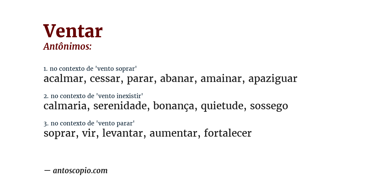 Antônimo de ventar