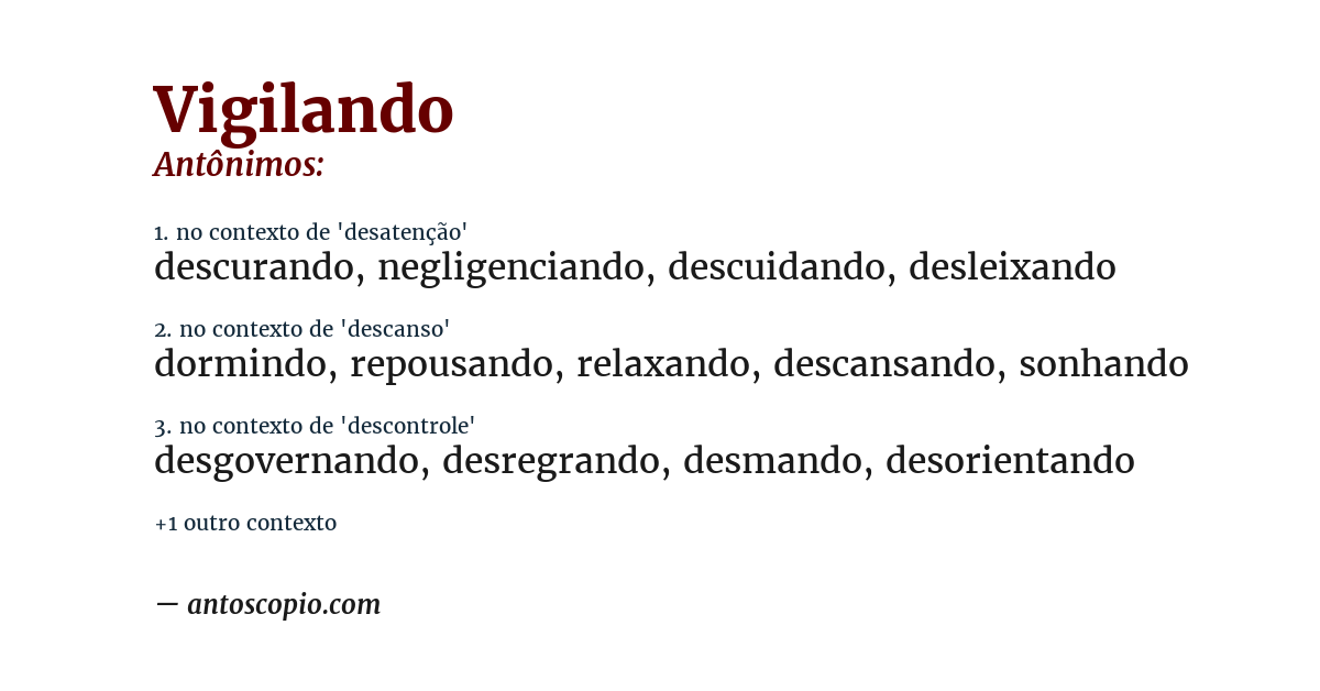 Antônimo de vigilando