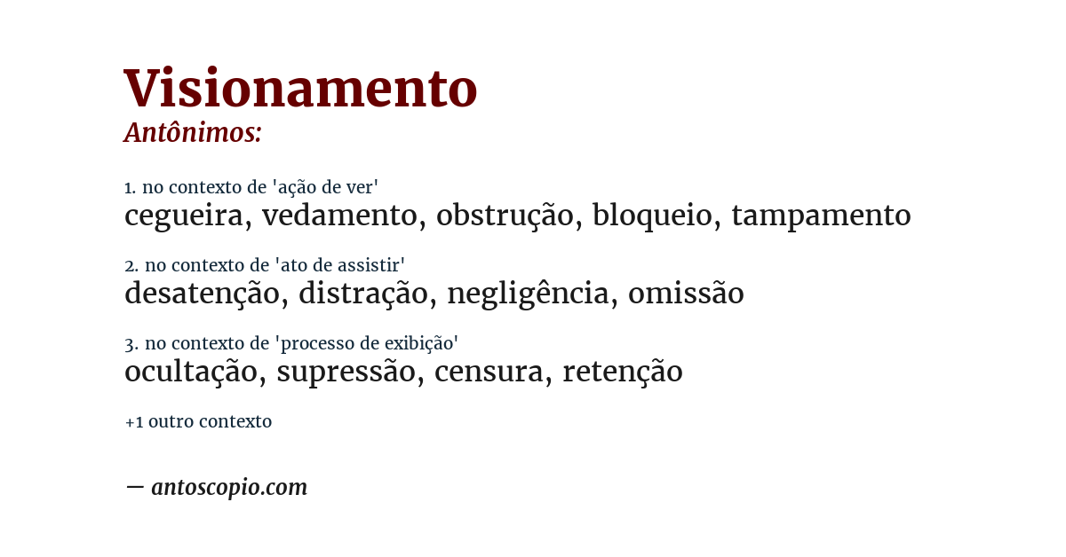 Antônimo de visionamento