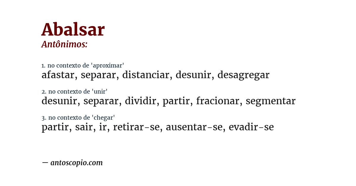 Antônimo de abalsar