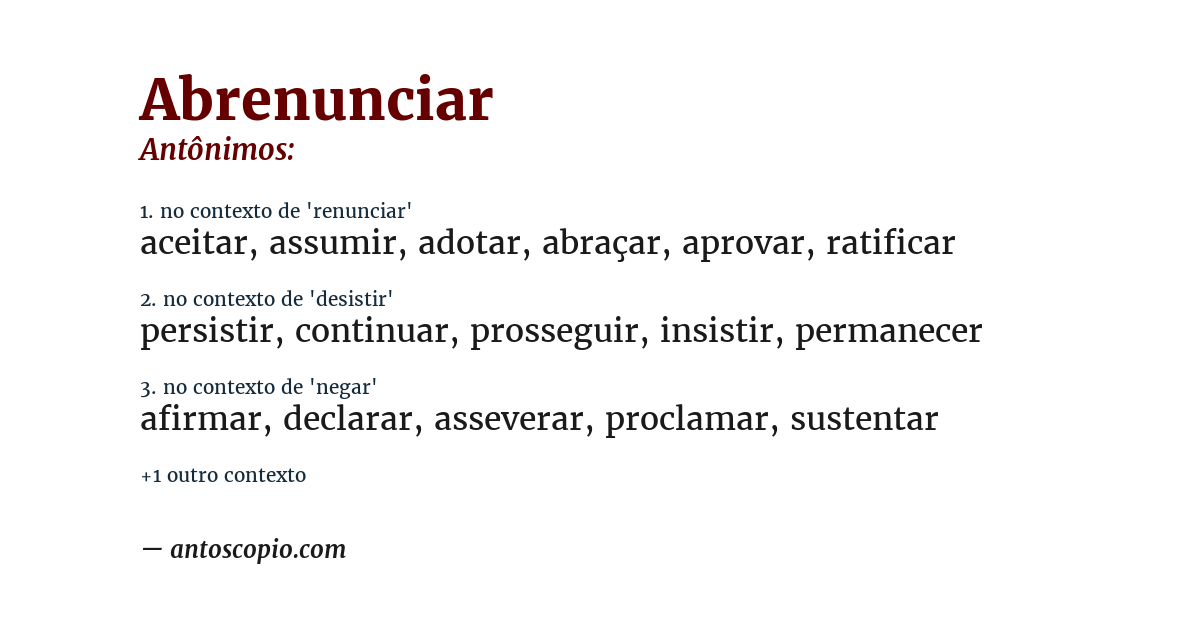 Antônimo de abrenunciar